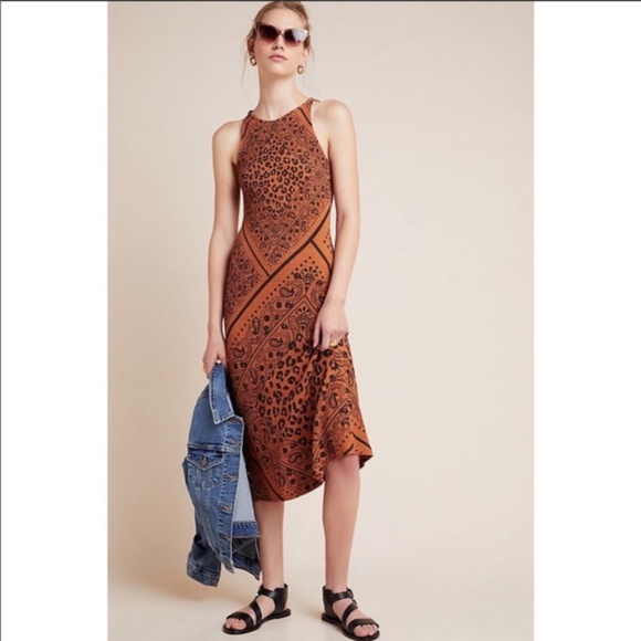 Anthropologie Farm Rio Alyse Midi Dress Leopard Size Large NWOT - Picture 5 of 9